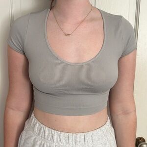 Grey Tight Cropped Tee